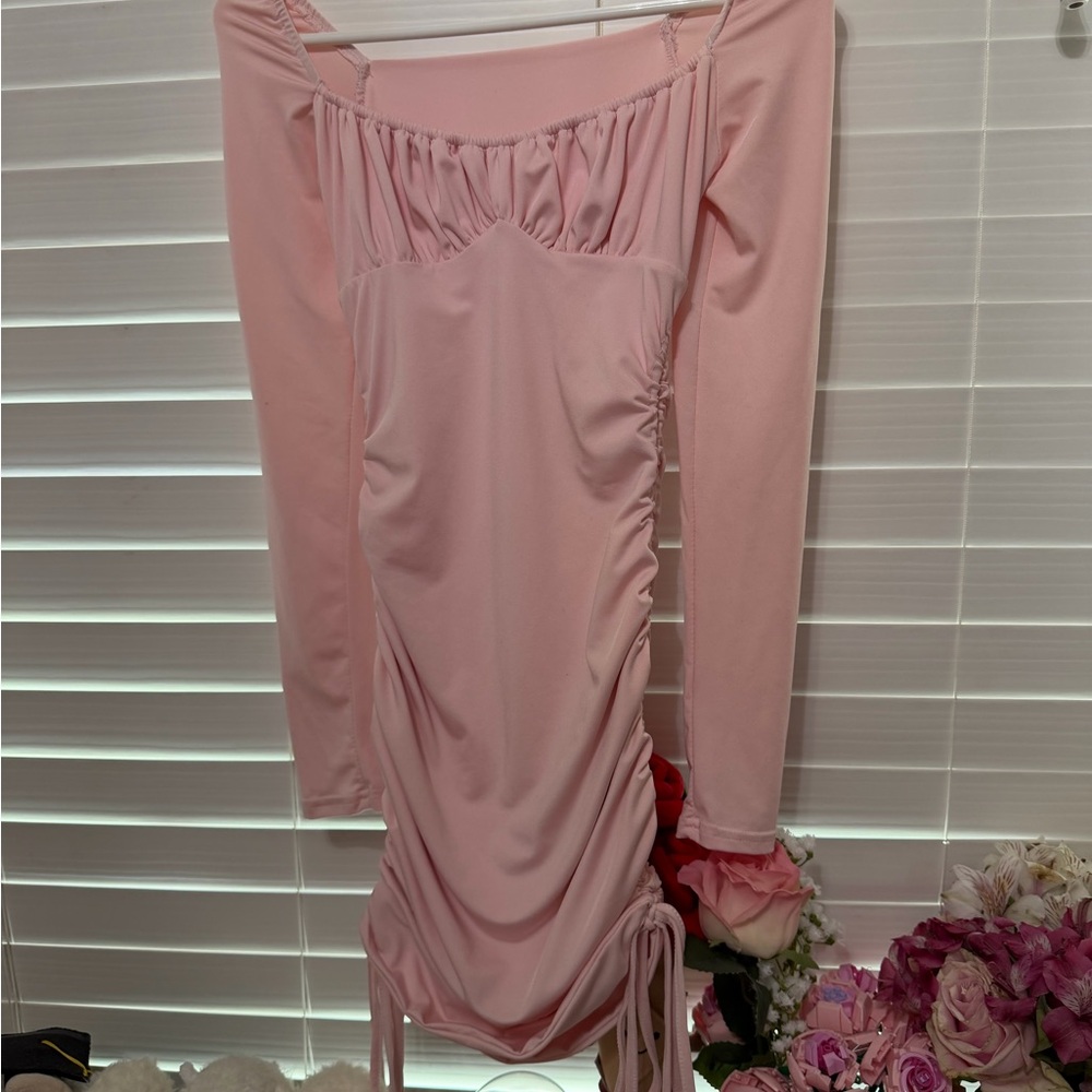 SHEIN Blush Long Sleeve Dress Adjustable Length